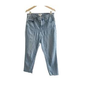 Madewell The Perfect Vintage Jeans Womens Blue Denim Logo Frayed Hem Size 31